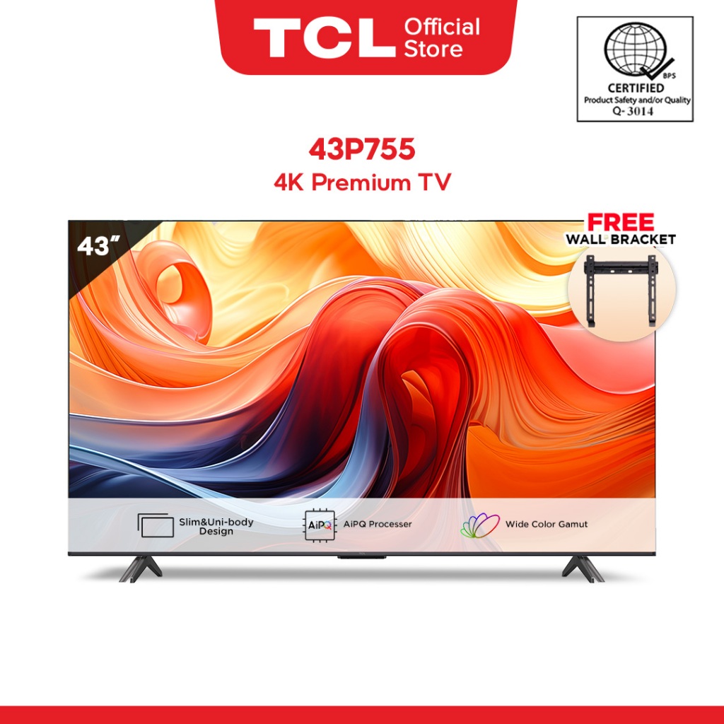 TCL 43 inch 4K UHD + HDR 10+ Google Smart TV 43P755 (Wide Color Gamut