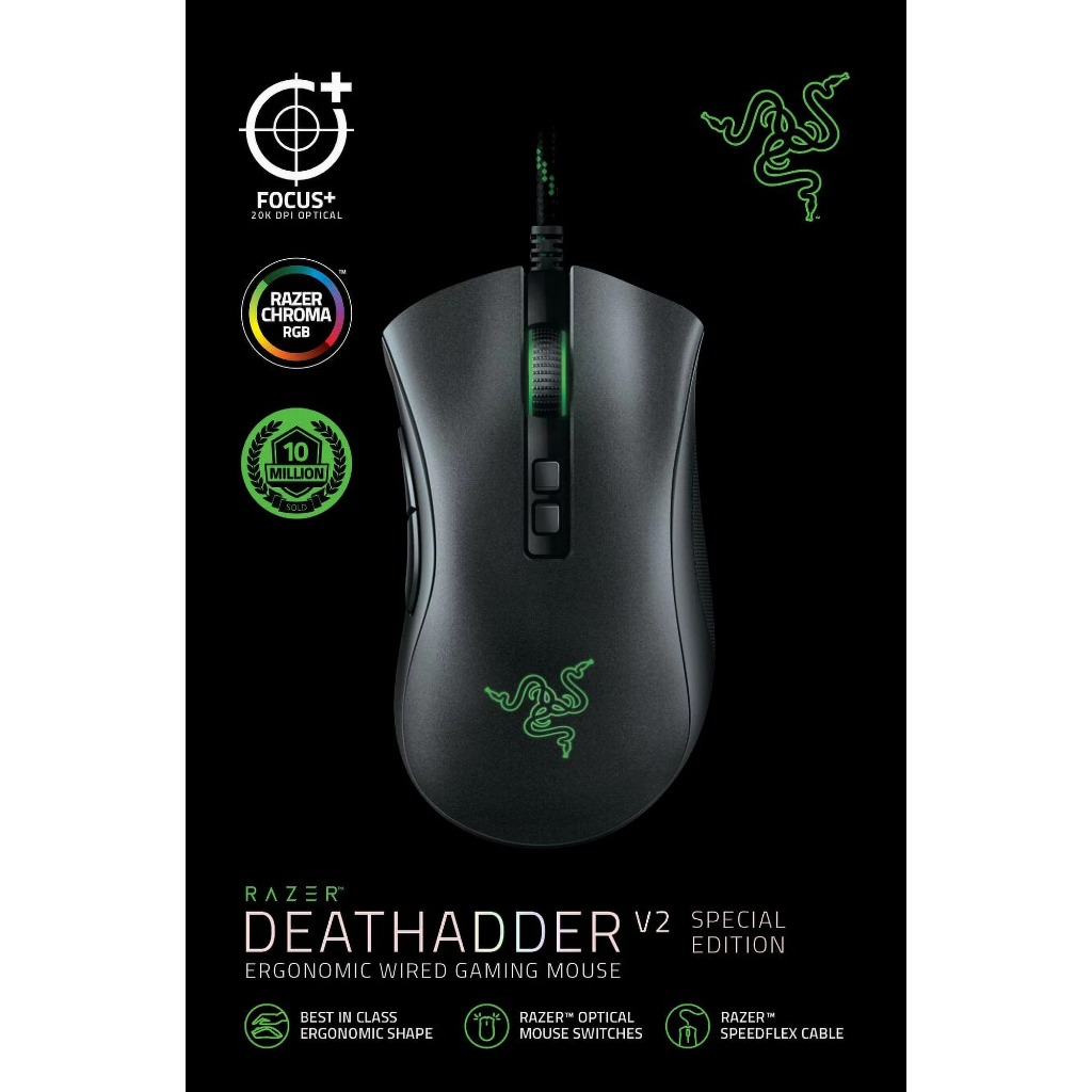 Razer DeathAdder V2 - Ergonomic Wired Gaming Mouse - Special Edition ...