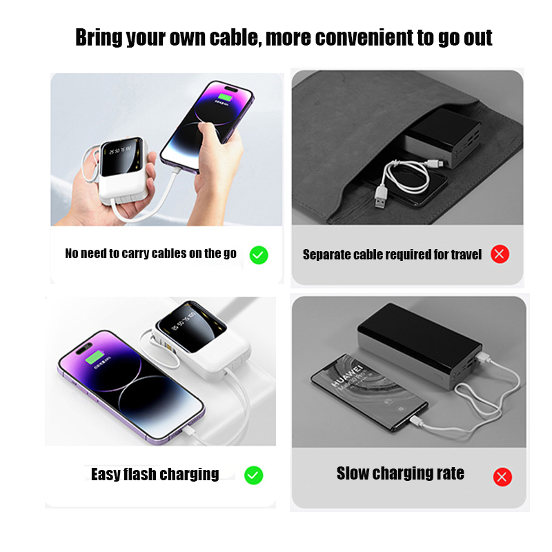 Original Multi-Functional Power Bank Built in Cable Slim Portable Fast ...