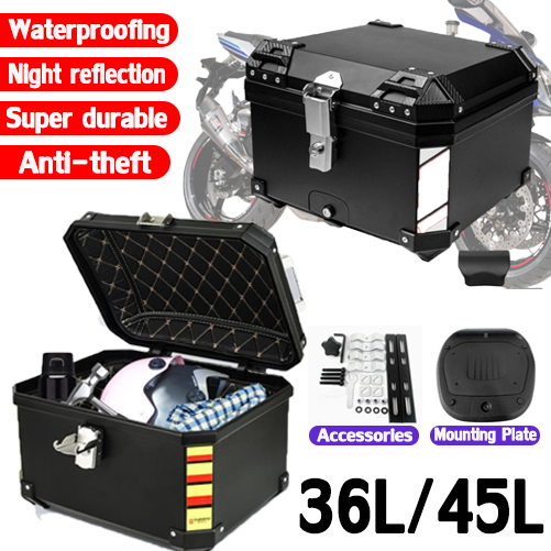 Top Box Motorcycl Dustproof Tool Box 45L motorcycle trunk Large ...