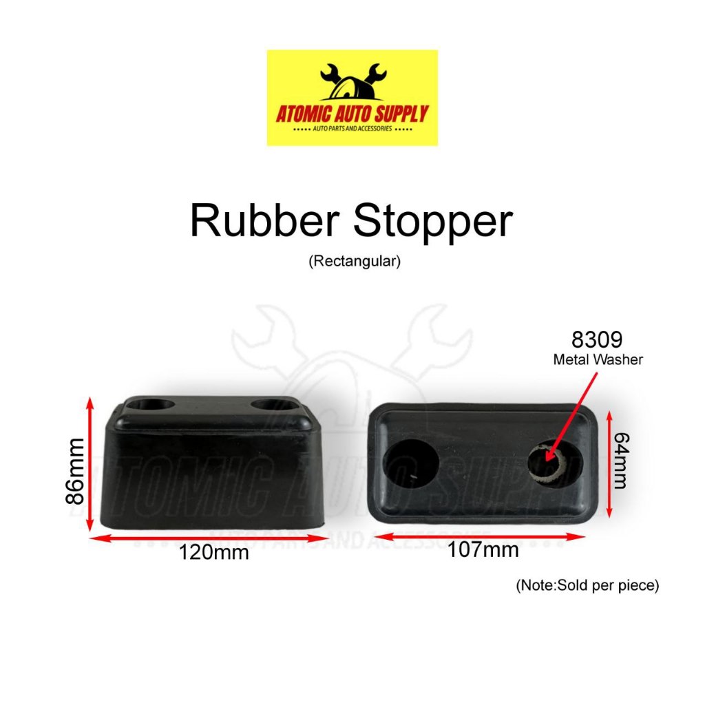 RECTANGULAR RUBBER STOPPER WITH METAL WASHER FOR TRUCKS (86X120MM ...