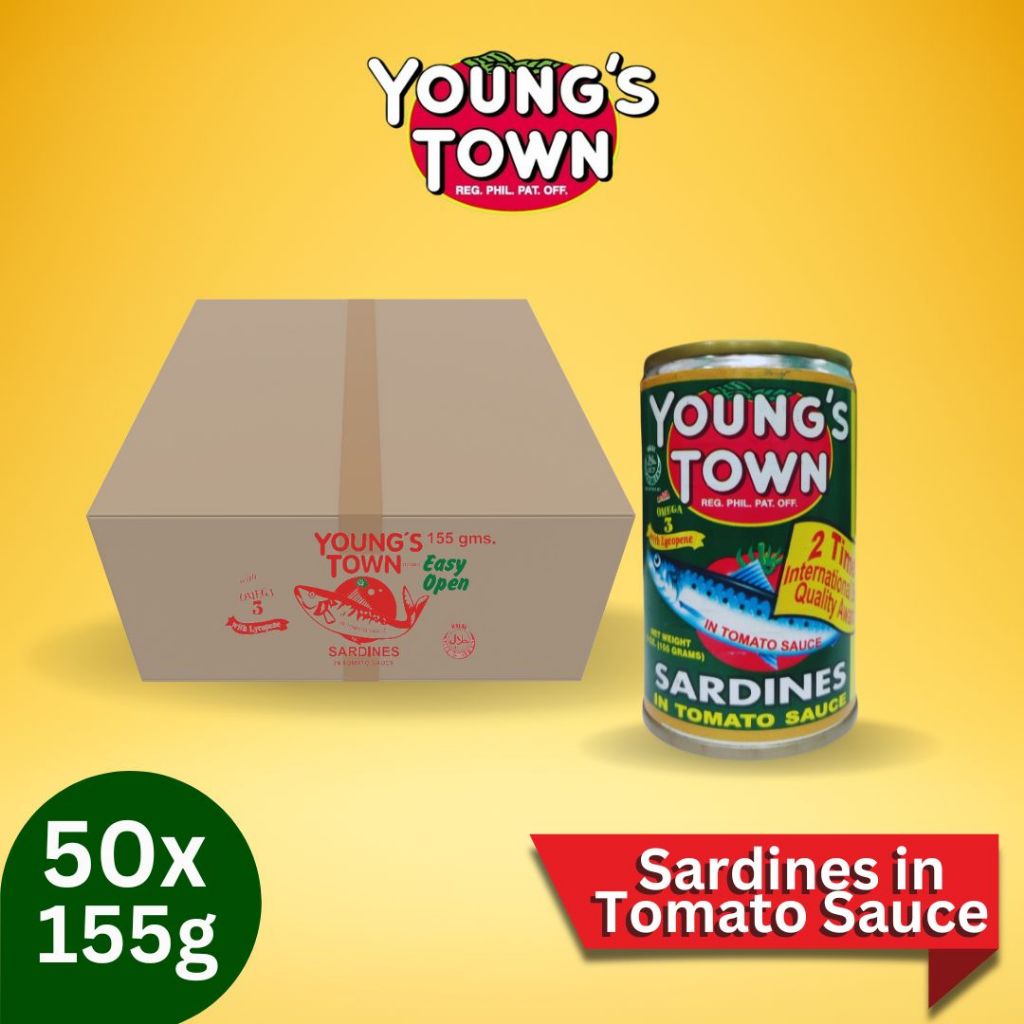 Young's Town Sardines in Tomato Sauce, 155 g (50cans per box) | Shopee ...