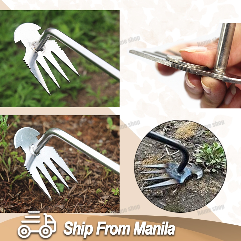 Weeding Tool 4 Teeth Steel Forged Pine earth Stainless Steel Weeding ...