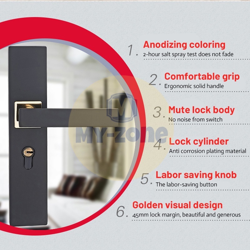 myzone double lock door knob door lock with key door lock inside black ...