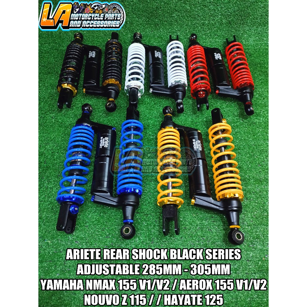 YAMAHA NMAX 155 / AEROX 155 V1 / V2 BLACK SERIES ARIETE REAR SHOCK WITH ...