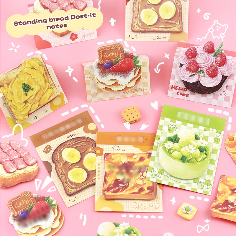 【⚡MT】Bread Toast Sticky Notes Student Self-adhesive Notes Creative ...