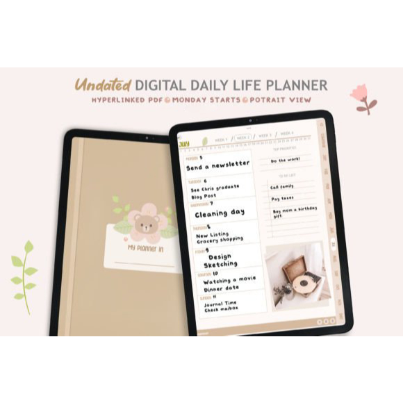 Undated Digital Planner, Digital Daily Life Planner for iPad & Android