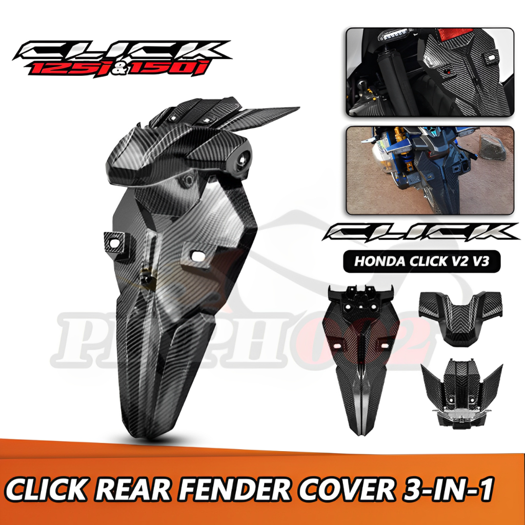 Honda Click 125i / 150i Rear Fender 3-in-1 Carbon Fiber For V2 V3 Game ...