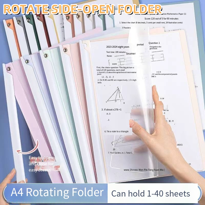 A4 Rotating Side-open File Folder Large Capacity Document Storage Paper ...