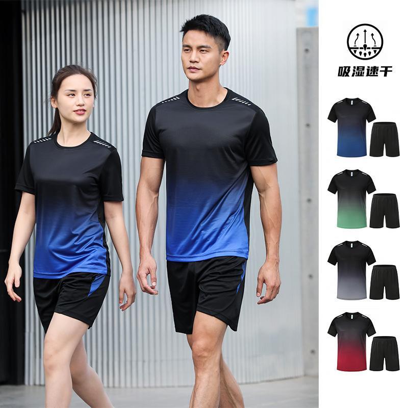 TOPSHION Men's DRI FIT T-shirt and Shorts/ Terno for sports/running set ...