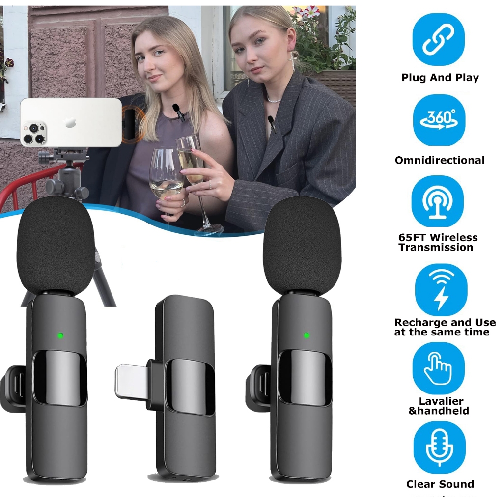 Wireless Lapel Microphone videoke Video Recording mike Live Vlogging Mobile  Phone MIC