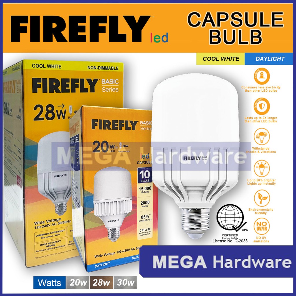 Firefly LED Capsule Bulb 20W 28W 30W Watts (Daylight or Cool White) E27 ...