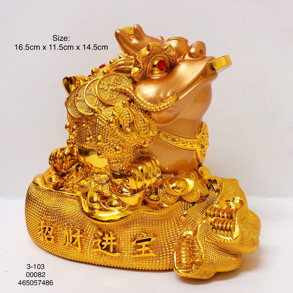 Fengshui Money Frog Three Legged Toad Standing on Money Bag with Full ...