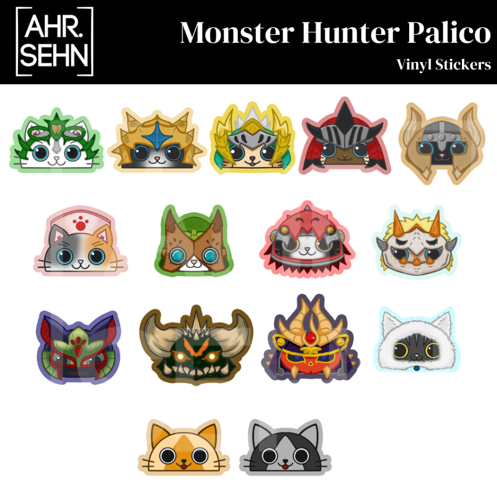 Monster Hunter Palico Waterproof Sticker Vinyl Stickers by ahr.sehn ...
