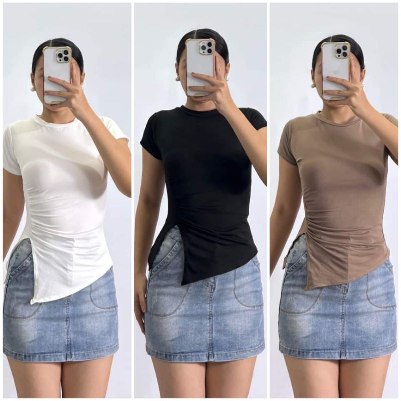 Tmb Pleated Split Top for women full length single lined | Shopee ...