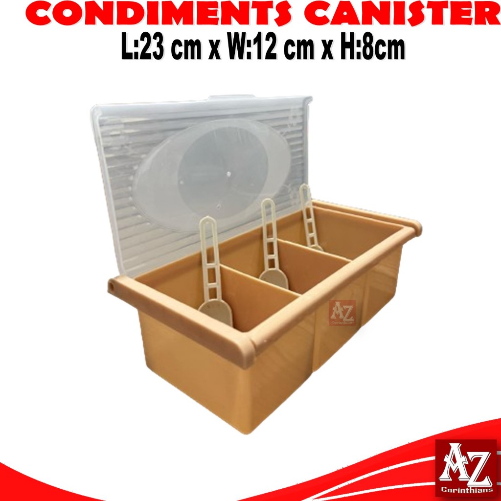 Mocha 3 in 1 Condiments Canister Container with Scooper and Kitchen Lid ...