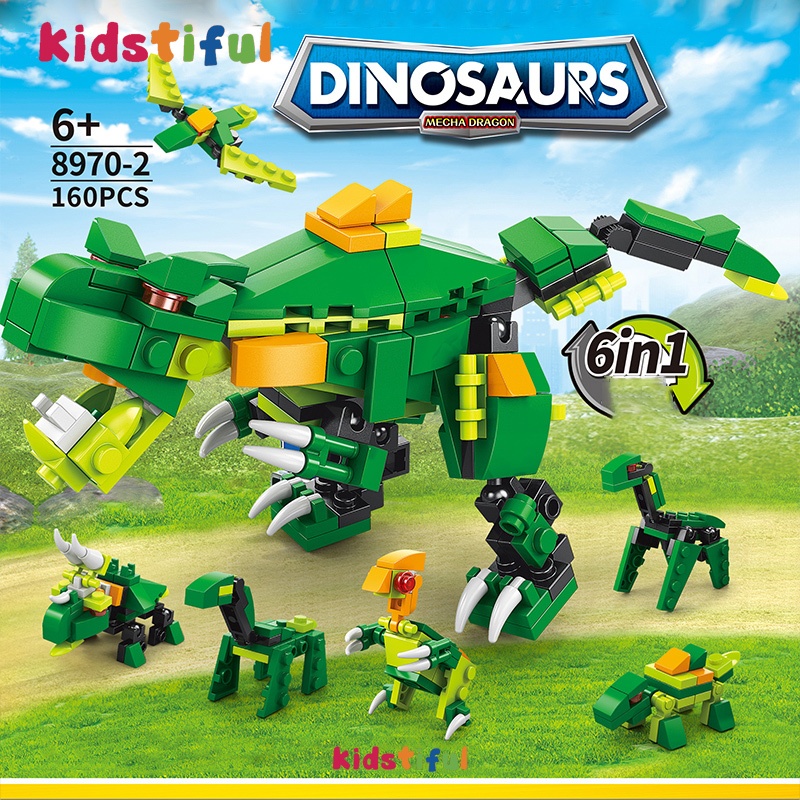 6 in1 Set Building Block Toys Dinosaur Animals World Army Tank City ...