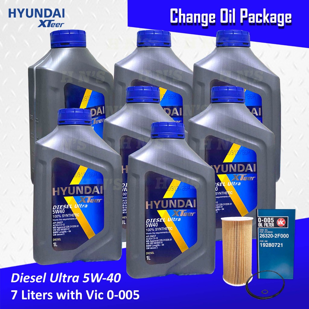 Hyundai Xteer Diesel Ultra 5W-40 Change Oil Bundle for Hyundai Tucson ...