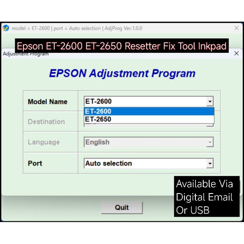Epson Printer Resetter ET-2600 ET-2650 Use For Windows Easy Fix Tool ...