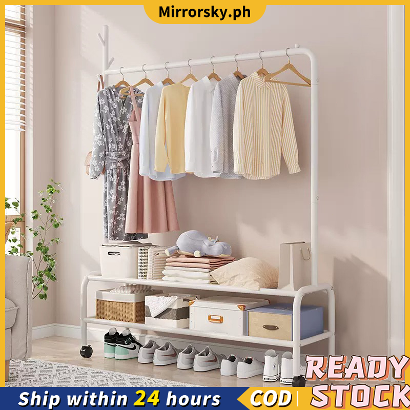 🪁COD🪁Cloth Hanger Rack Modern Storage Single Pole Cloth Rack 3 Layer ...