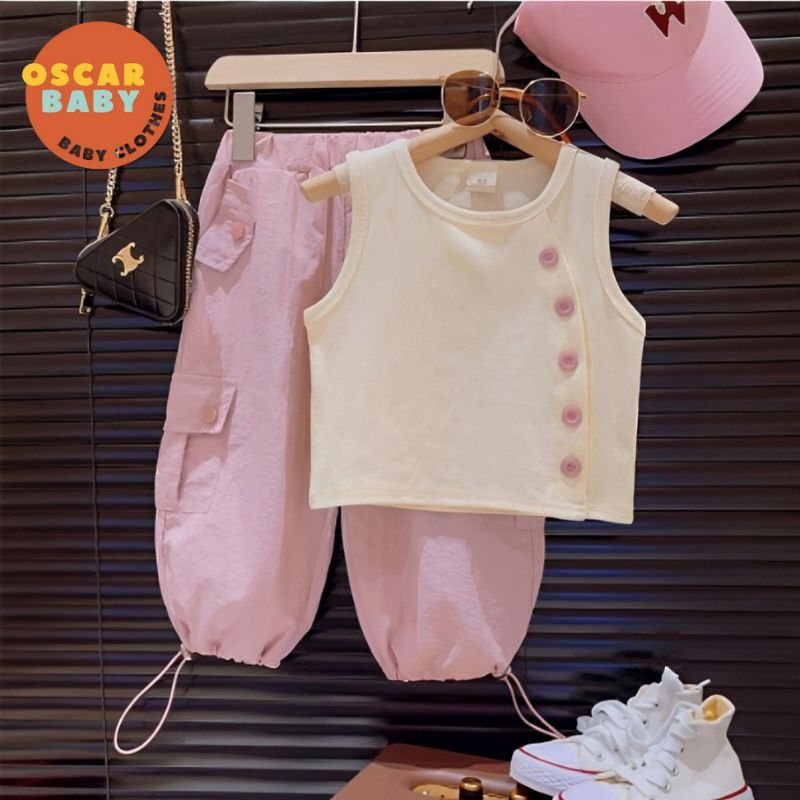 Oscarbaby Terno Sleeveless Croptop Jogger Cargo Pants Tank top Sexy