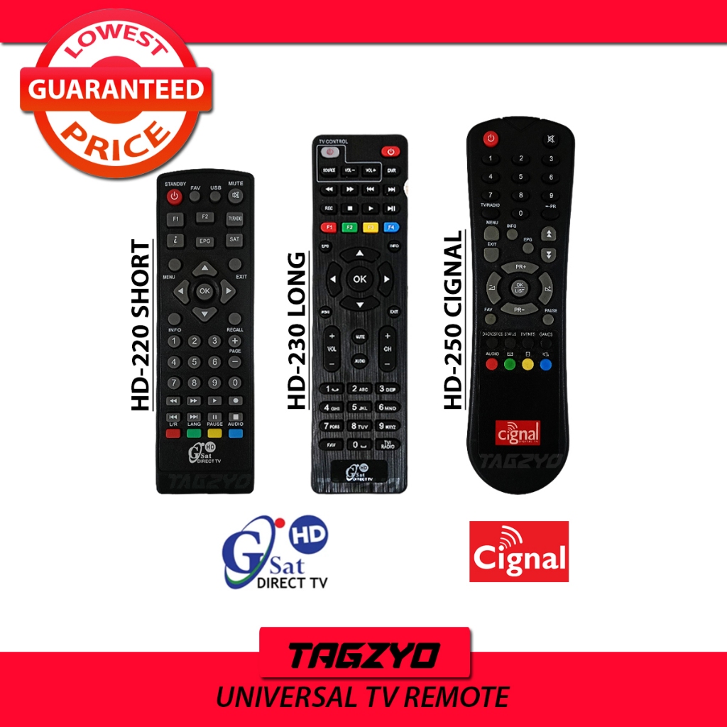 GSAT PINOY REMOTE CONTROL FOR OLD AND CIGNAL REMOTE CONTROL HD 220-HD ...