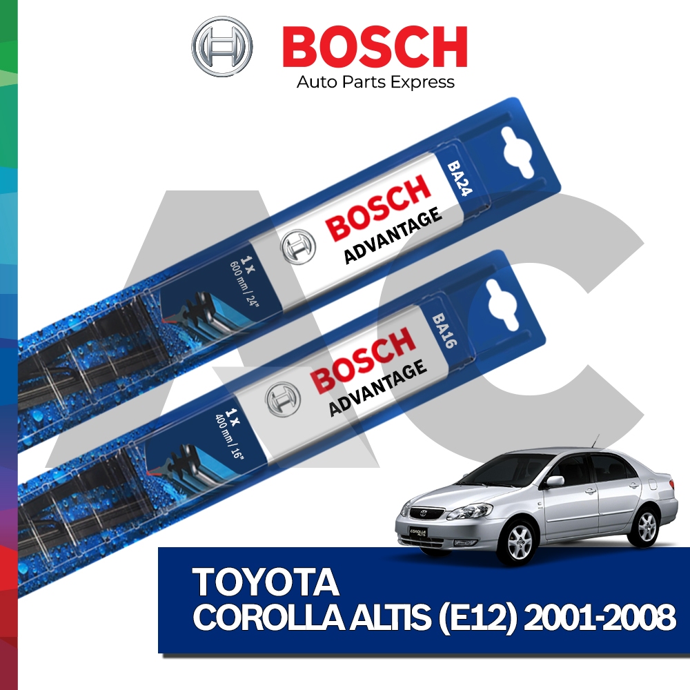 BOSCH ADVANTAGE WIPER SET FOR TOYOTA COROLLA ALTIS (E12) 20012008 (24