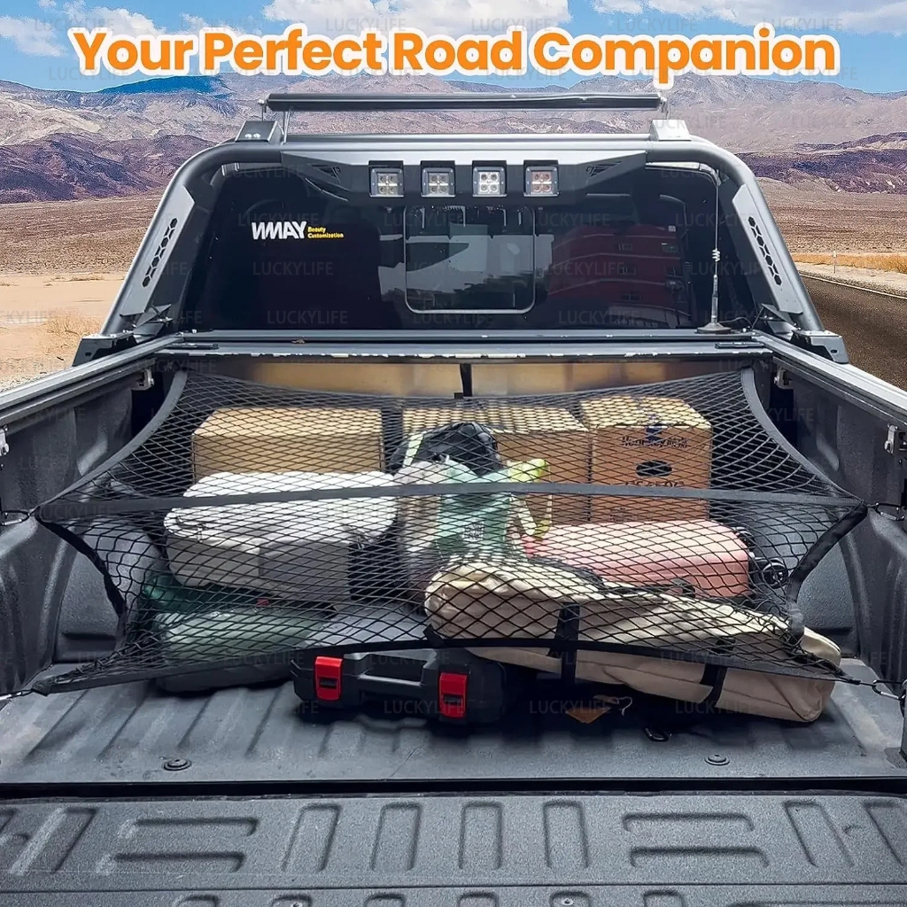 100x120cm Truck Bed Cargo Net Truck Rear Trunk Net with 6 Hooks Elastic ...