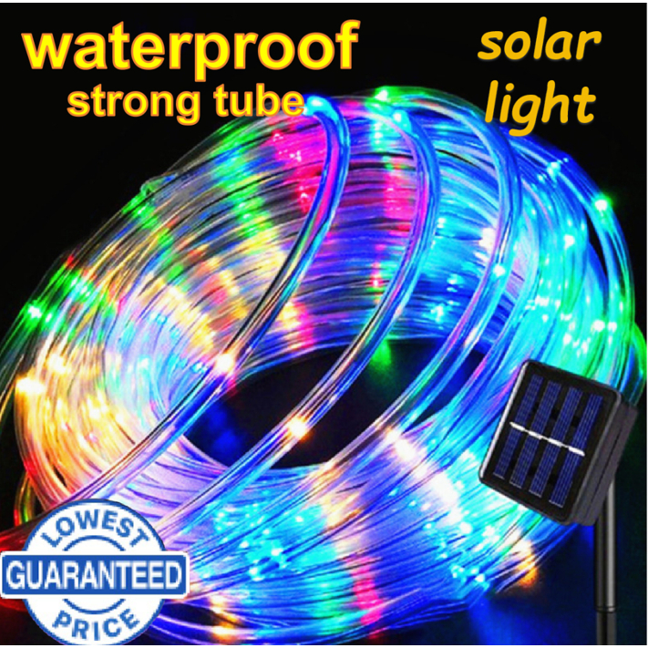 12M/100L Solar PVC Rainbow Tube Light Waterproof LED Outdoor Christmas