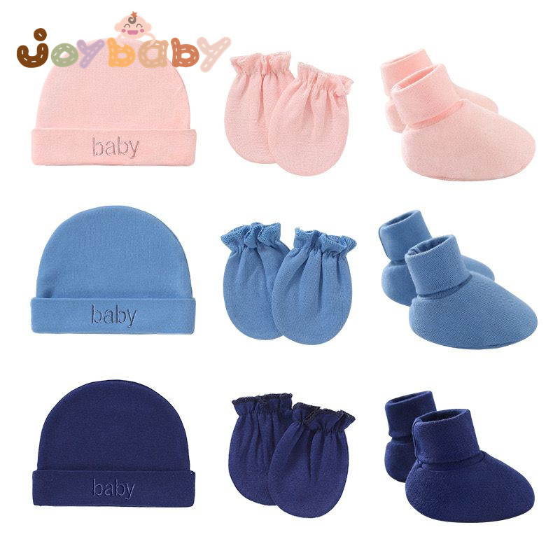 baby mittens footies Hat Cap Newborn gloves Cotton infant kids children foot wear 3pcs set bonnet Shopee Philippines