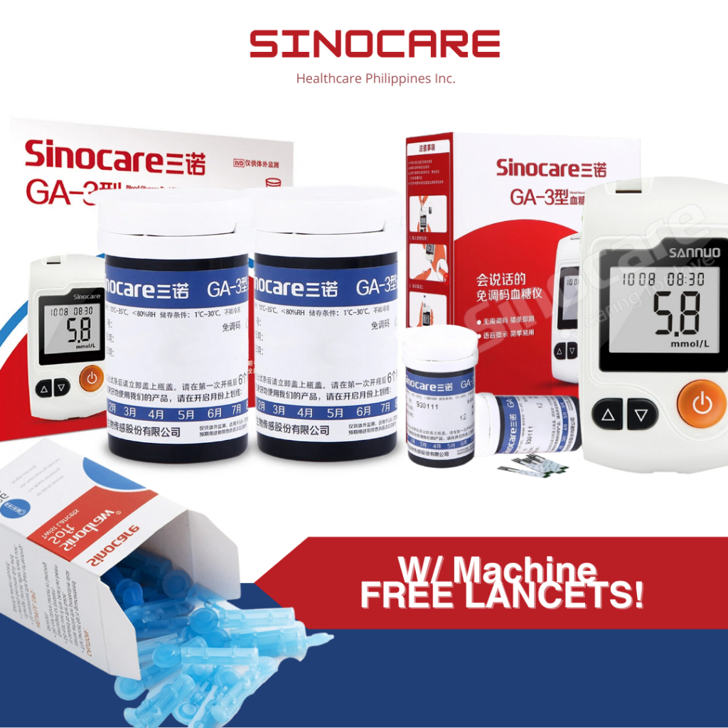 Sinocare GA-3 Blood Glucose Meter Machine GLUCOMETER + STRIPS | Shopee ...