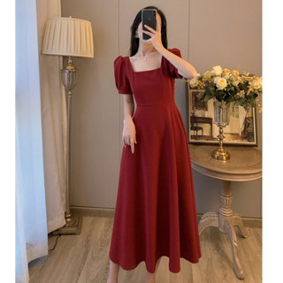 summer plain red Christmas long dress for woman plus size casual vintage semi formal dress elegant s Shopee Philippines