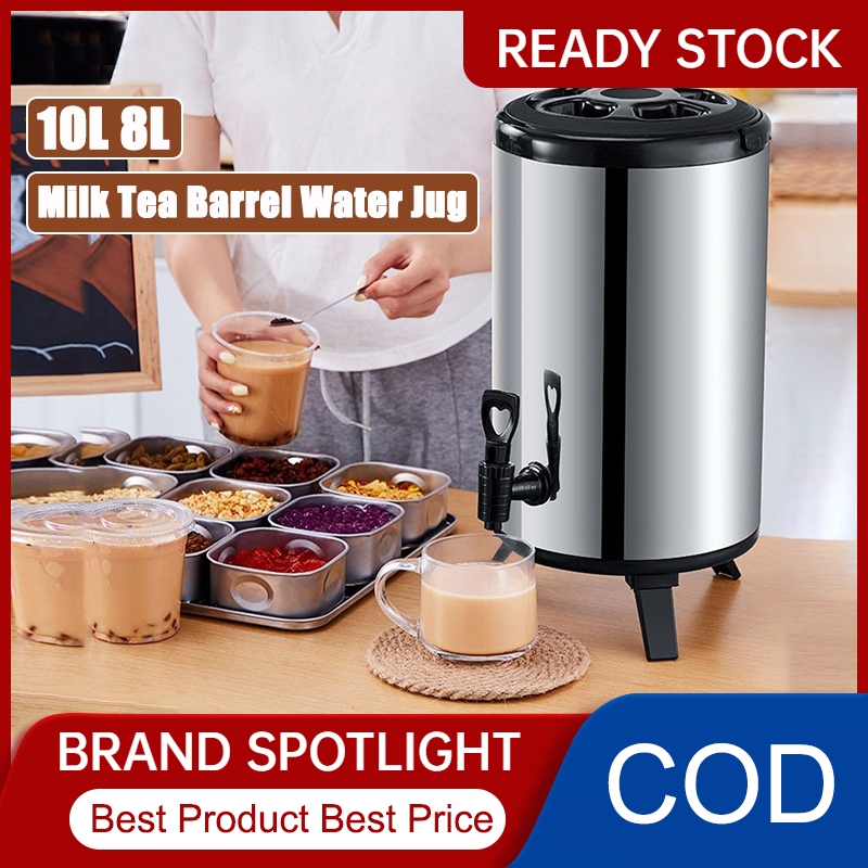 10L 8L Milk Tea Bucket Milk Tea Barrel Water Jug Stainless Steel ...