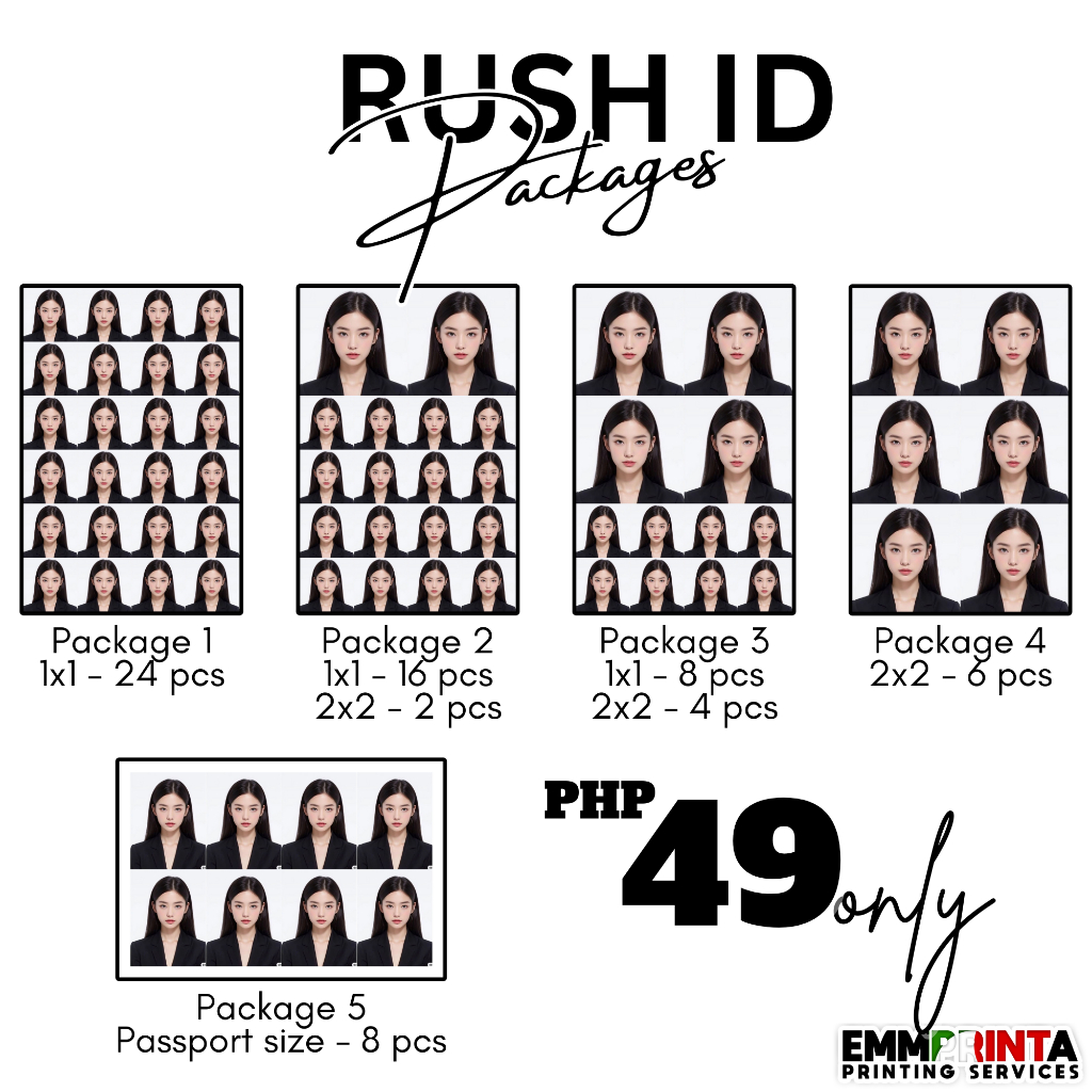 ID Picture | 1x1 Id package | 2x2 Id Package | Passport size ID | Rush ...