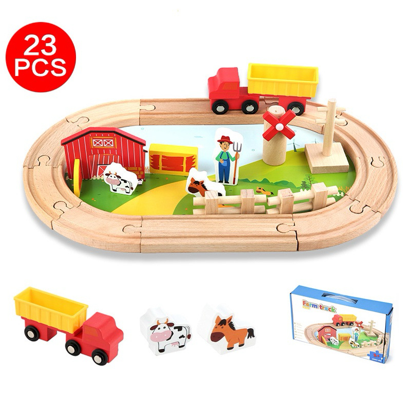 23pcs Wooden Farm Track / Wooden Train Set | Shopee Philippines