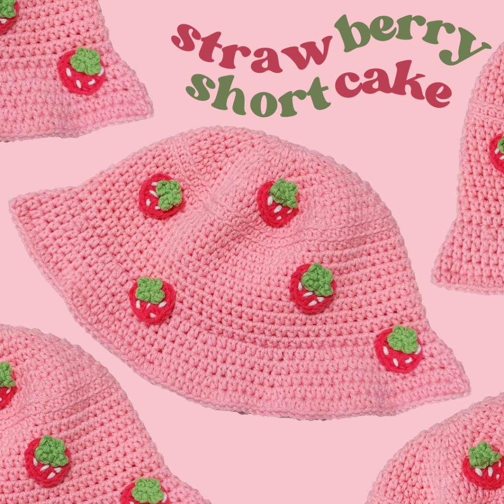 STRAWBERRY SHORTCAKE Crochet Strawberry Bucket Hat For Baby Kid