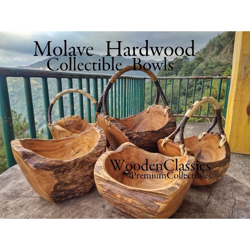 MOLAVE HARDWOOD SIDE TABLE BASKET DISPLAY IRREGULAR SHAPES