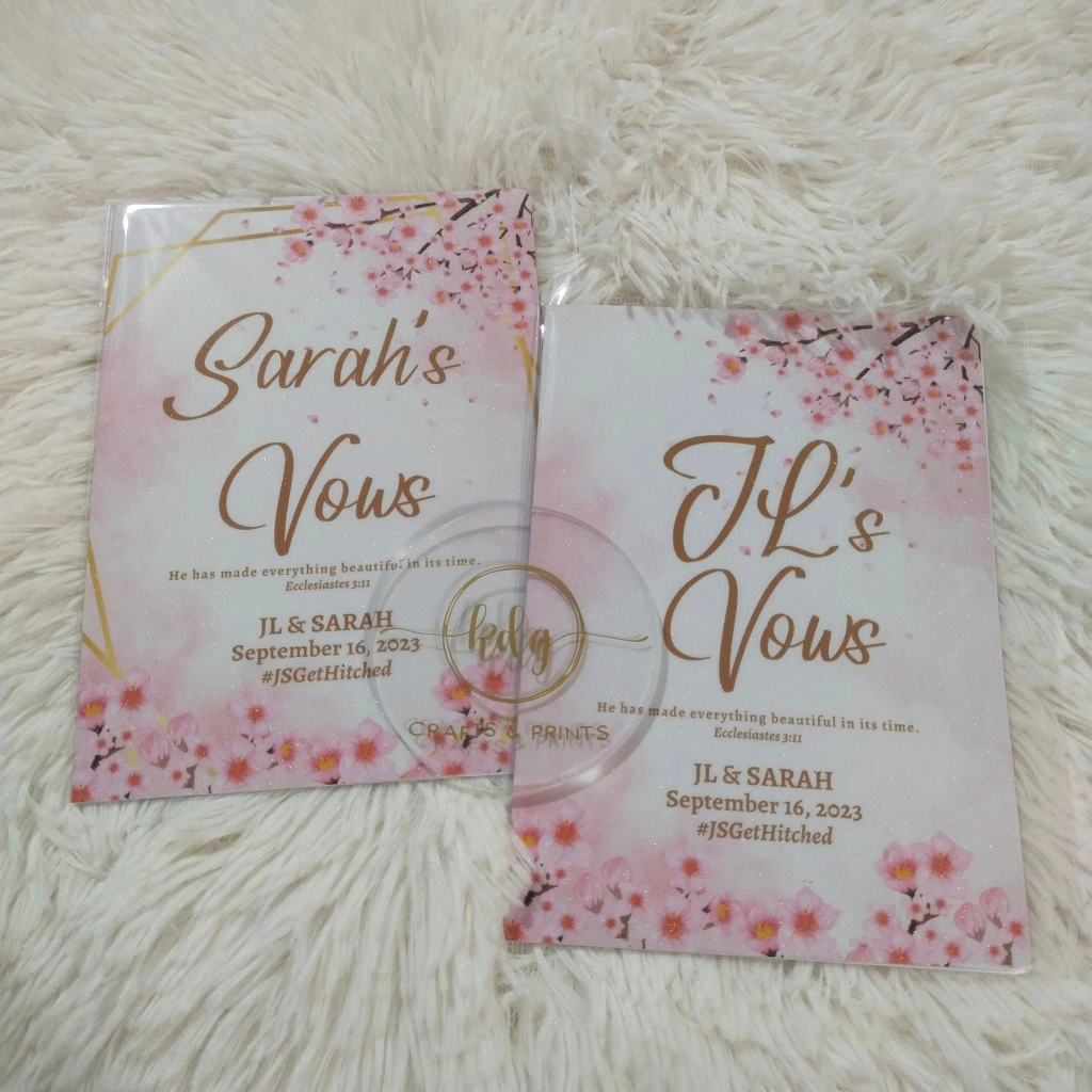1 pair - His and Her Wedding Vows Card - Pink / Dusty Pink / Rose Gold ...