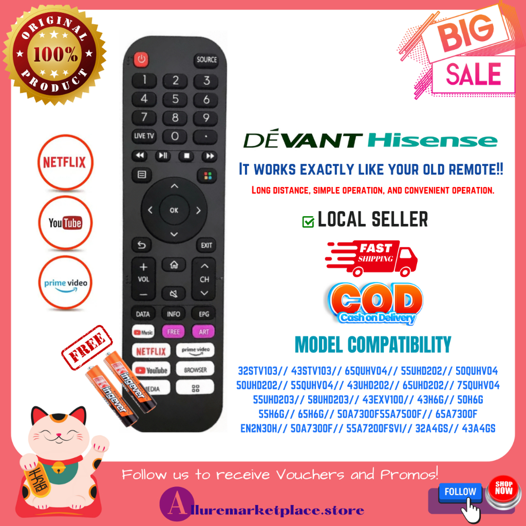 Devant Smart TV Remote Control for Smart TV HISENSE Devant TV Remote