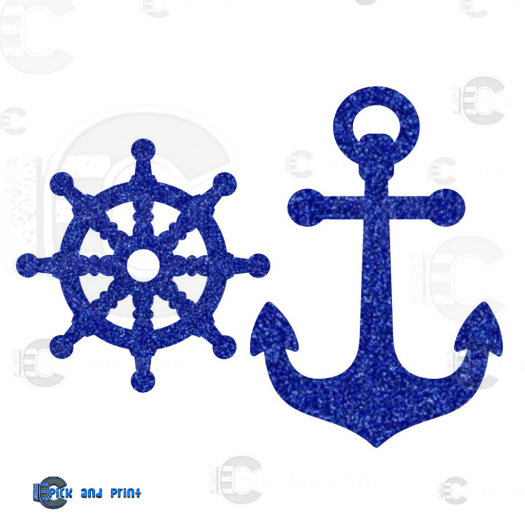 Glitter Anchor and Wheel Nautical Cut Outs for DIY party Backdrop party ...