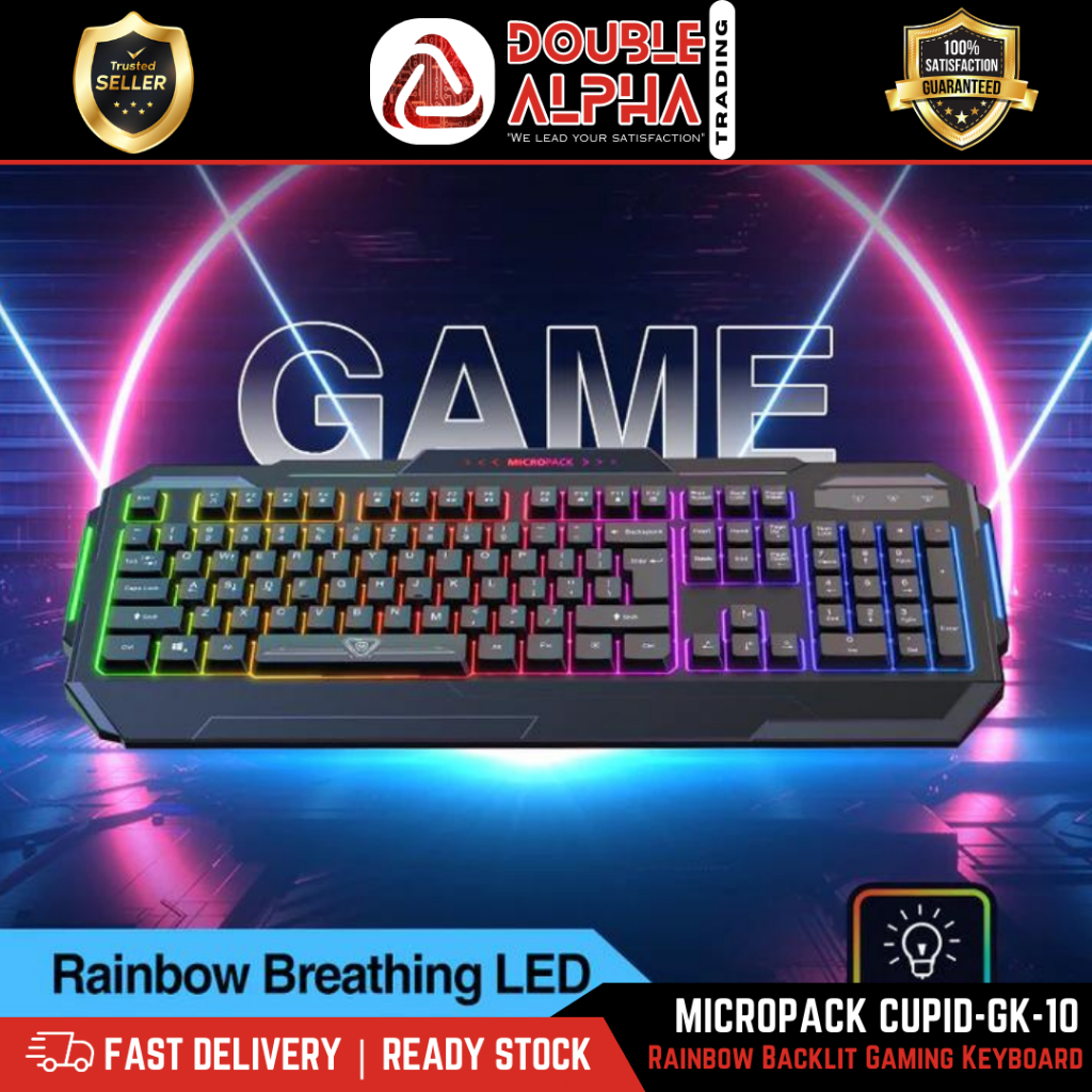 HIGH QUALITY GAMING KEYBOARD RAINBOW BACKLIT MICROPACK CUPID GK-10 ...