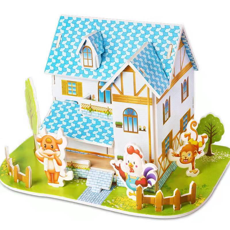 Diy 3D puzzle For Kids Education Toys manual assembly model house ...