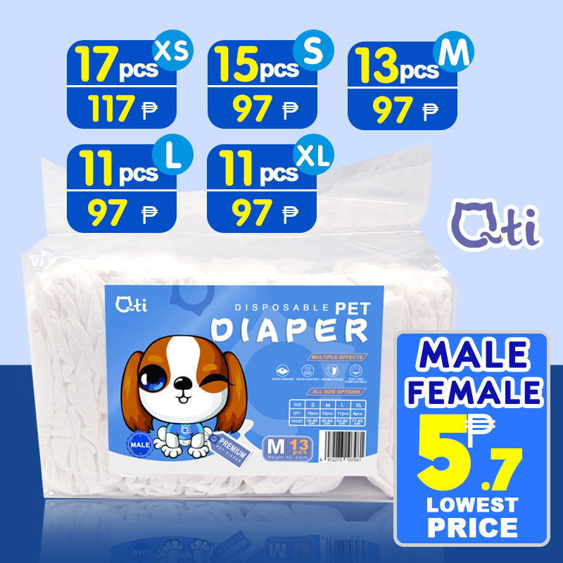 Qti European Male Female Pet Diaper 1115’s XXS XS S M L XL Disposable
