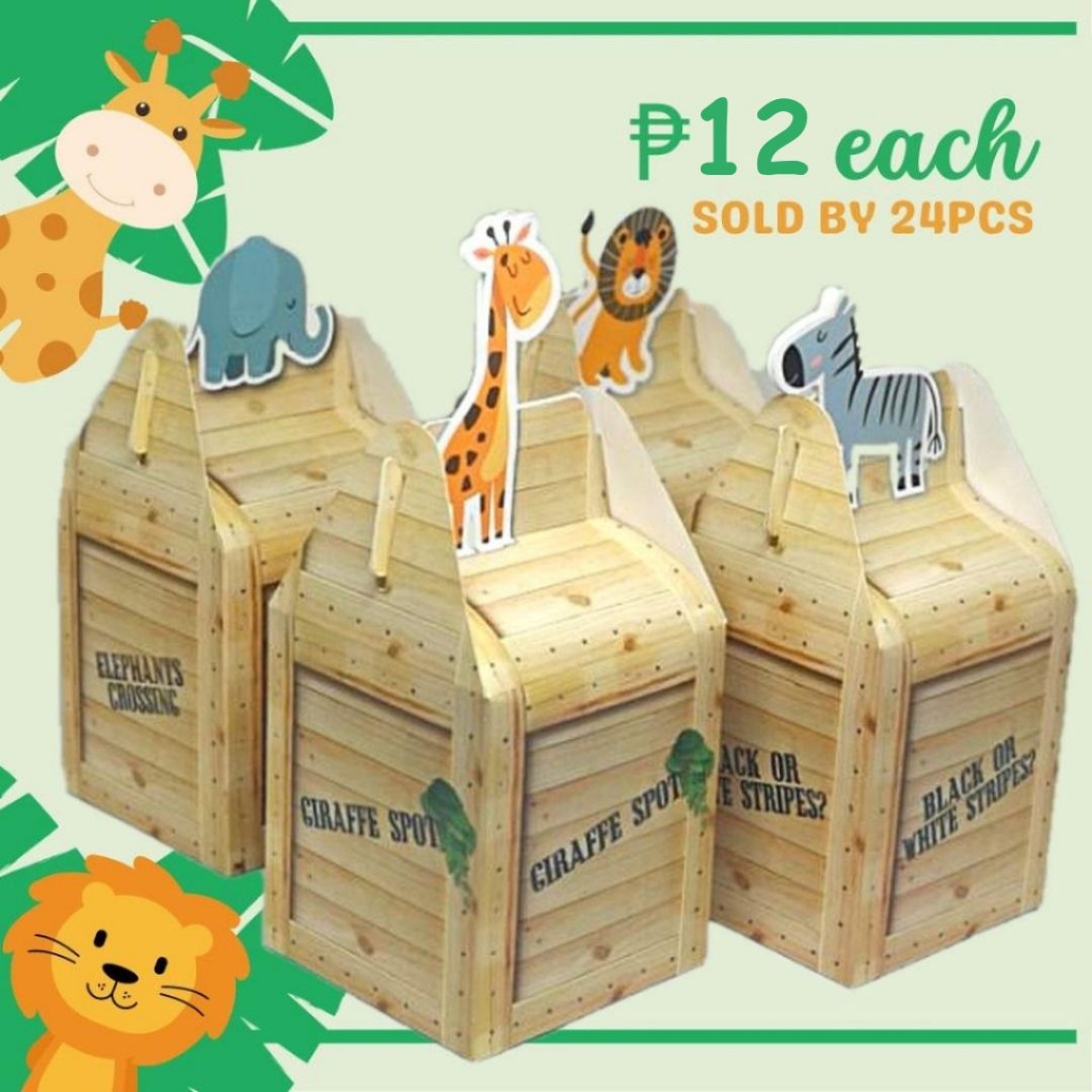 FP1010 (24PCS) Jungle Safari Loot Box Favor Souvenir Giveaway Loot Bags Box Studio Shopee