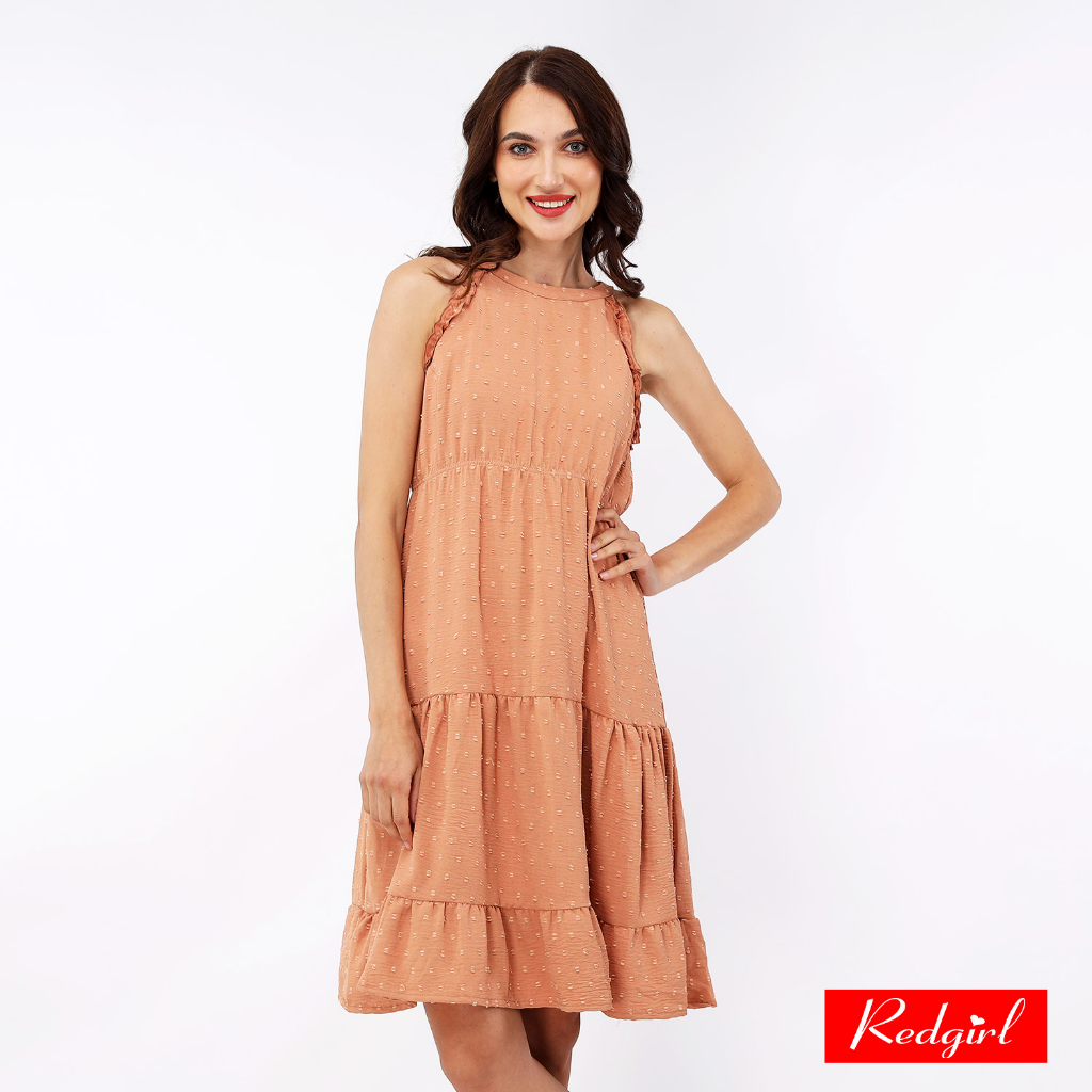 Red Girl Ruffled Sleeves.V-neck Dress RLT08-1739 | Shopee Philippines