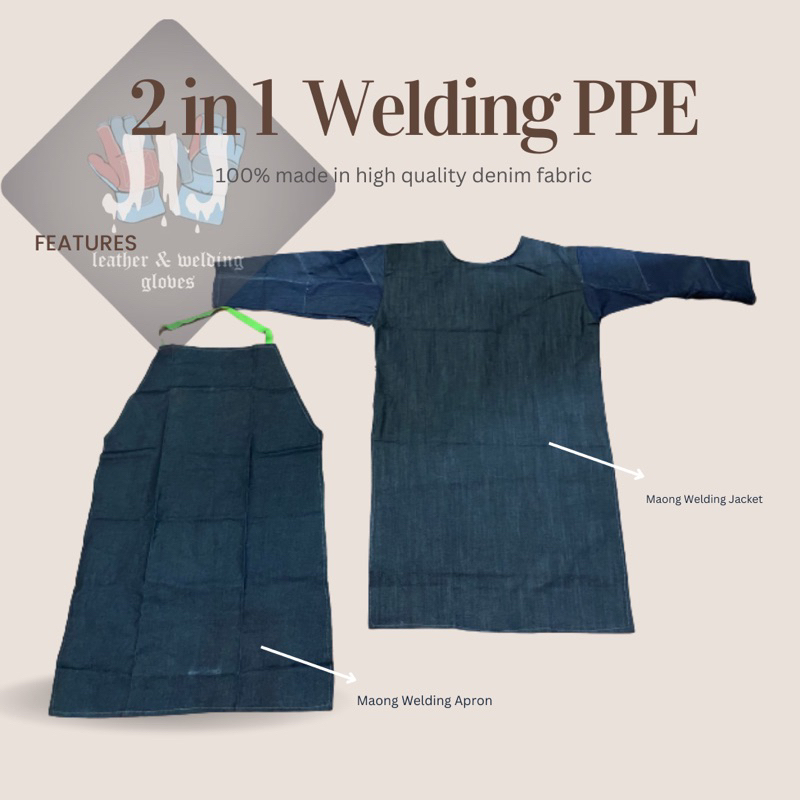 2 in 1 Denim PPE for welding (Apron + Jacket) Shopee Philippines