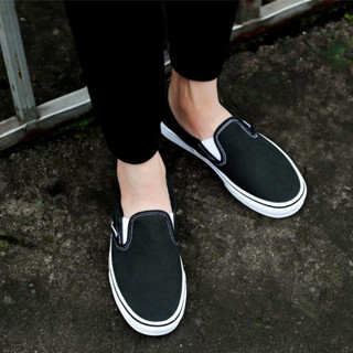 Womens black slip on sale on vans sale