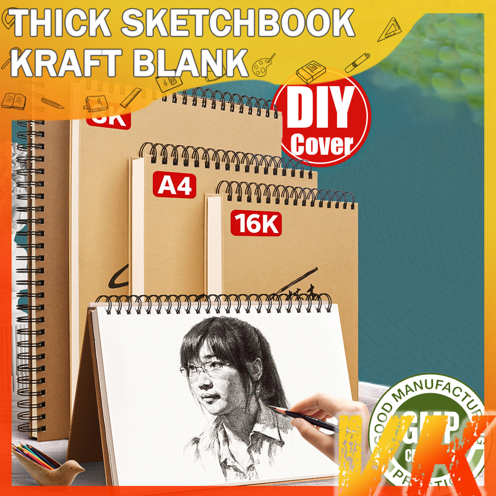 VK Sketch Book Kraft Blank Double Spring Pad Thickned Paper For ...
