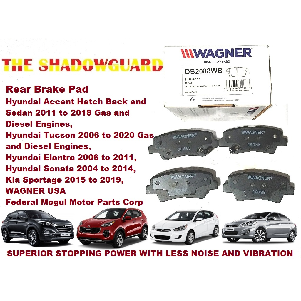 Rear Brake Pads Hyundai Accent Tucson Elantra Sonata Kia Sportage