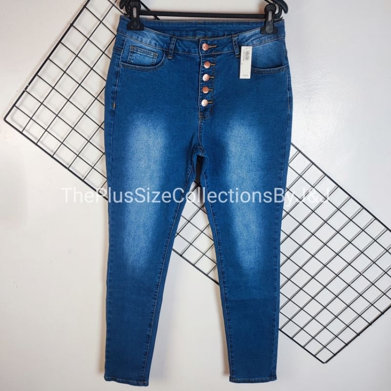 Women Button Down Jeans High Waist Stretchable Shopee Philippines